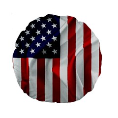 American Usa Flag Vertical Standard 15  Premium Round Cushions by FunnyCow