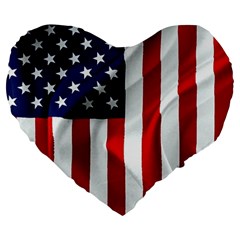 American Usa Flag Vertical Large 19  Premium Heart Shape Cushions by FunnyCow