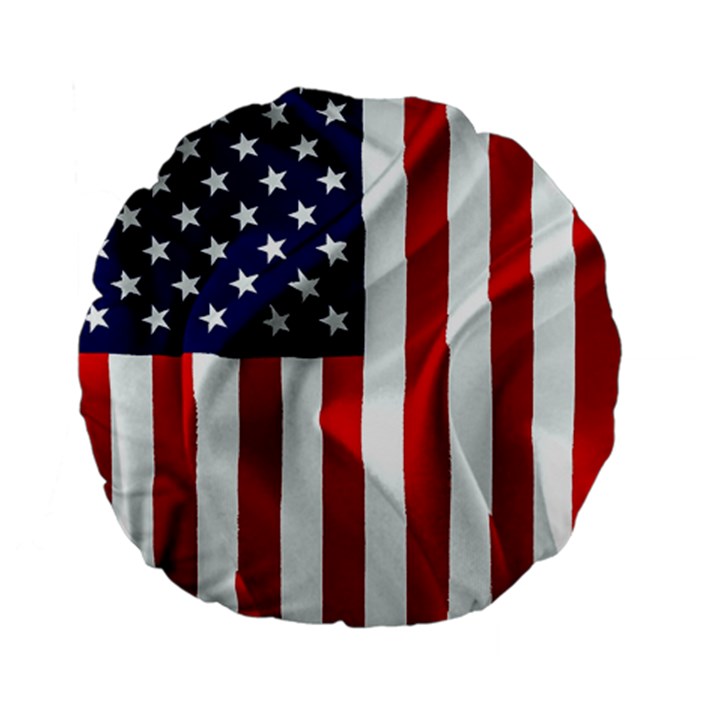 American Usa Flag Vertical Standard 15  Premium Flano Round Cushions