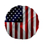 American Usa Flag Vertical Standard 15  Premium Flano Round Cushions Back