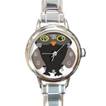 Sowa Owls Bird Wild Birds Pen Round Italian Charm Watch Front