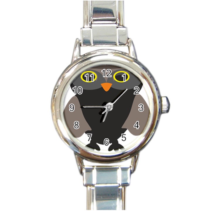 Sowa Owls Bird Wild Birds Pen Round Italian Charm Watch