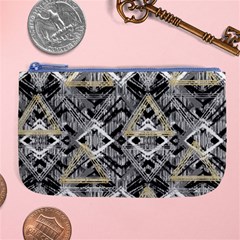 Retro Black And White Gold Design By Kiekiestrickland Large Coin Purse by flipstylezfashionsLLC