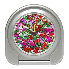 Colorful Petunia Flowers Travel Alarm Clock by FunnyCow