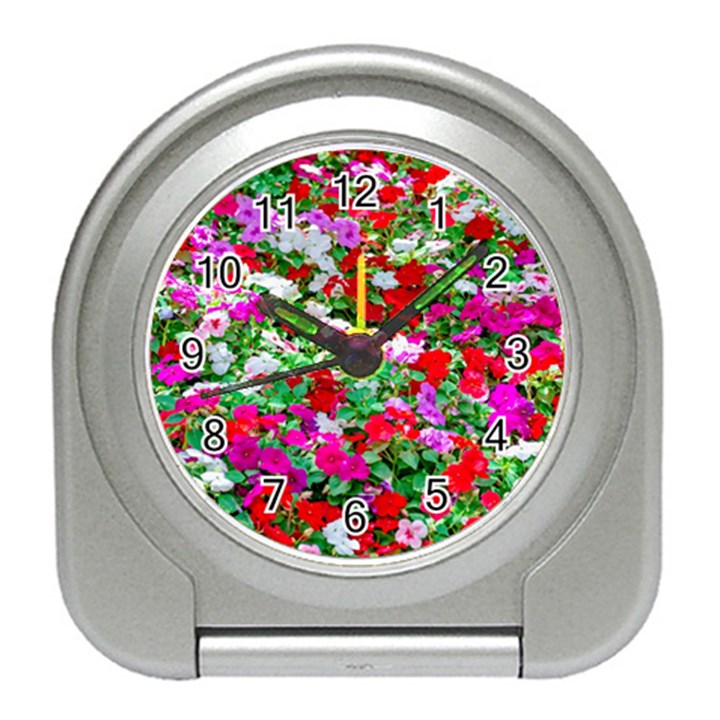 Colorful Petunia Flowers Travel Alarm Clock