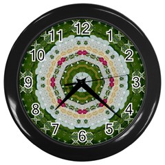 Fantasy Jasmine Paradise Love Mandala Wall Clock (black) by pepitasart