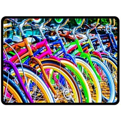 Colorful Bicycles In A Row Double Sided Fleece Blanket (large)  by FunnyCow