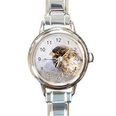 Funny Wet Sparrow Bird Round Italian Charm Watch by FunnyCow