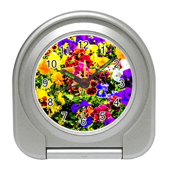 Viola Tricolor Flowers Travel Alarm Clock