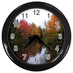 Autumn Pond Wall Clock (black) by IIPhotographyAndDesigns