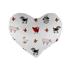 Farm Animals Standard 16  Premium Flano Heart Shape Cushions by IIPhotographyAndDesigns