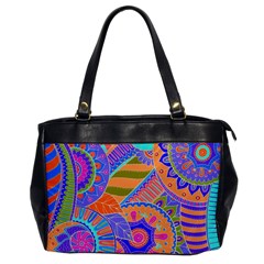 Pop Art Paisley Flowers Ornaments Multicolored 3 Office Handbags by EDDArt