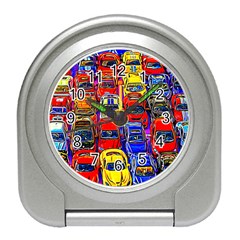 Colorful Toy Racing Cars Travel Alarm Clock by FunnyCow