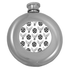 Owls And Pentacles Round Hip Flask (5 Oz) by IIPhotographyAndDesigns