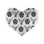 Owls And Pentacles Standard 16  Premium Flano Heart Shape Cushions Back