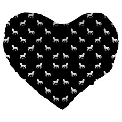 Silhouette Graphic Horses Pattern 7200 Large 19  Premium Flano Heart Shape Cushions by dflcprints