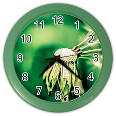 Dandelion Flower Green Chief Color Wall Clock by FunnyCow