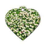 Green Field Of White Daisy Flowers Dog Tag Heart (One Side) Front