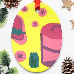 Candy Pink Hat Oval Ornament (two Sides) by snowwhitegirl