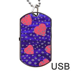 Underwater Pink Hearts Dog Tag Usb Flash (two Sides) by snowwhitegirl