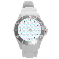 Hearts Butterflies White 1200 Round Plastic Sport Watch (l) by snowwhitegirl