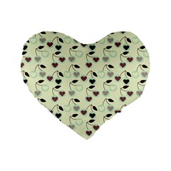 Heart Cherries Mint Standard 16  Premium Heart Shape Cushions by snowwhitegirl