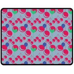 Bubblegum Cherry Blue Fleece Blanket (medium)  by snowwhitegirl