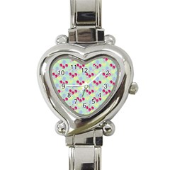 Birthday Cherries Heart Italian Charm Watch by snowwhitegirl