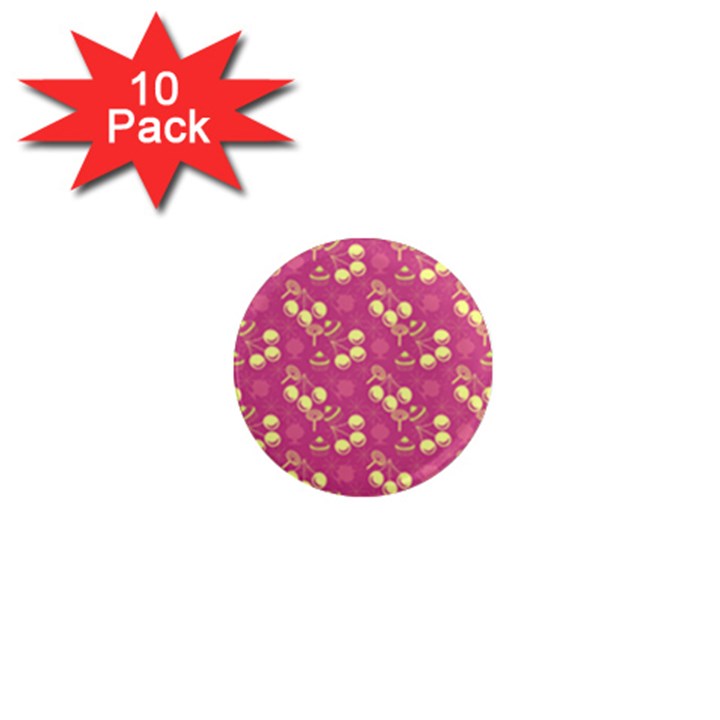 Yellow Pink Cherries 1  Mini Magnet (10 pack) 