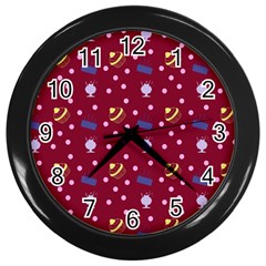 Cakes And Sundaes Red Wall Clock (black) by snowwhitegirl