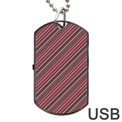 Brownish Diagonal Lines Dog Tag Usb Flash (two Sides) by snowwhitegirl