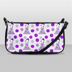 Lilac Dress On White Shoulder Clutch Bags by snowwhitegirl