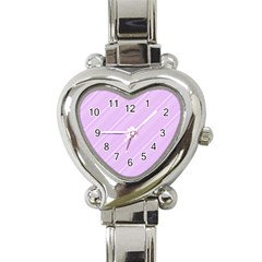 Lilac Diagonal Lines Heart Italian Charm Watch by snowwhitegirl