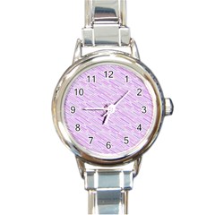 Silly Stripes Lilac Round Italian Charm Watch by snowwhitegirl