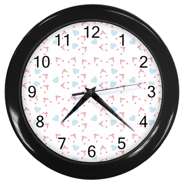 Pink Hats Wall Clock (Black)