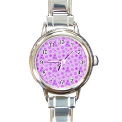 Purple Dress Round Italian Charm Watch by snowwhitegirl