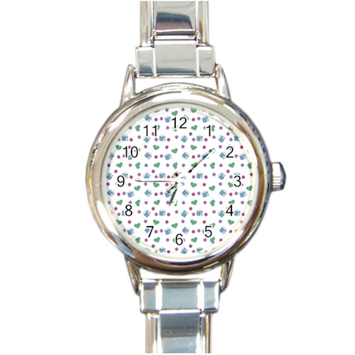 White Milk Hearts Round Italian Charm Watch