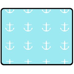 Aqua Anchor Double Sided Fleece Blanket (medium)  by snowwhitegirl