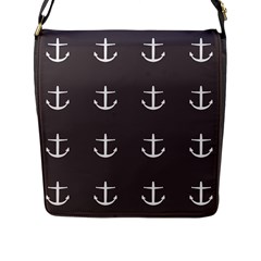 Grey Anchors Flap Messenger Bag (l)  by snowwhitegirl