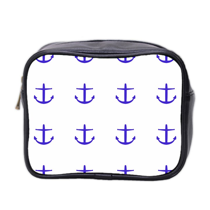 Royal Anchors On White Mini Toiletries Bag 2-Side