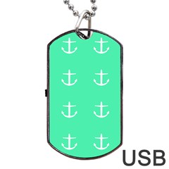 Seafoam Anchors Dog Tag Usb Flash (two Sides) by snowwhitegirl