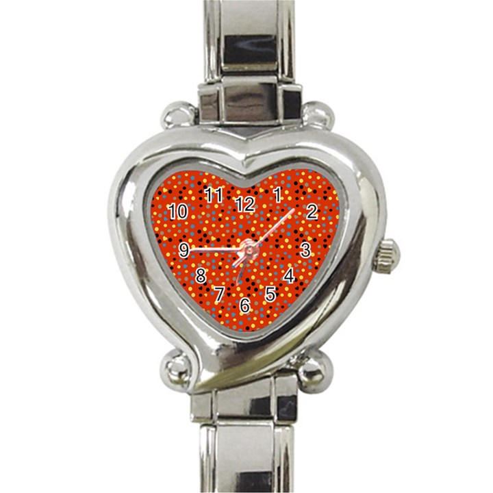 Red Retro Dots Heart Italian Charm Watch