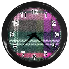 Pink Plaid Flannel Wall Clock (black) by snowwhitegirl