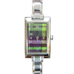 Neon Green Plaid Flannel Rectangle Italian Charm Watch by snowwhitegirl