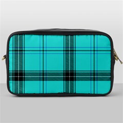 Aqua Plaid Toiletries Bag (one Side) by snowwhitegirl