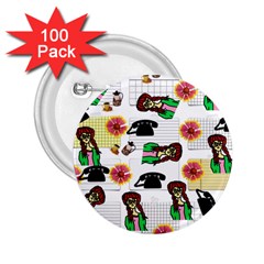 Office Girl Pattern 2 25  Buttons (100 Pack)  by snowwhitegirl