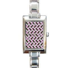 Zigzag Chevron Pattern Pink Brown Rectangle Italian Charm Watch by snowwhitegirl