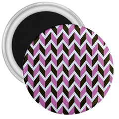 Zigzag Chevron Pattern Pink Brown 3  Magnets by snowwhitegirl