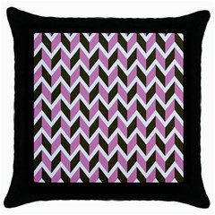 Zigzag Chevron Pattern Pink Brown Throw Pillow Case (black) by snowwhitegirl