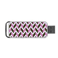 Zigzag Chevron Pattern Pink Brown Portable Usb Flash (one Side) by snowwhitegirl